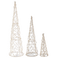 Set of 3 Gold Glittered Cone Trees w/ Pearls