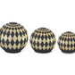 Set of 3 Black & Gold Harlequin LED Globes w/ Timers