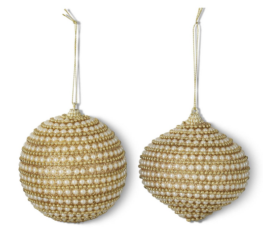 4" Gold and Pearl Beaded Ornament (Various Styles)