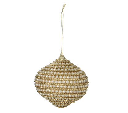 4" Gold and Pearl Beaded Ornament (Various Styles)