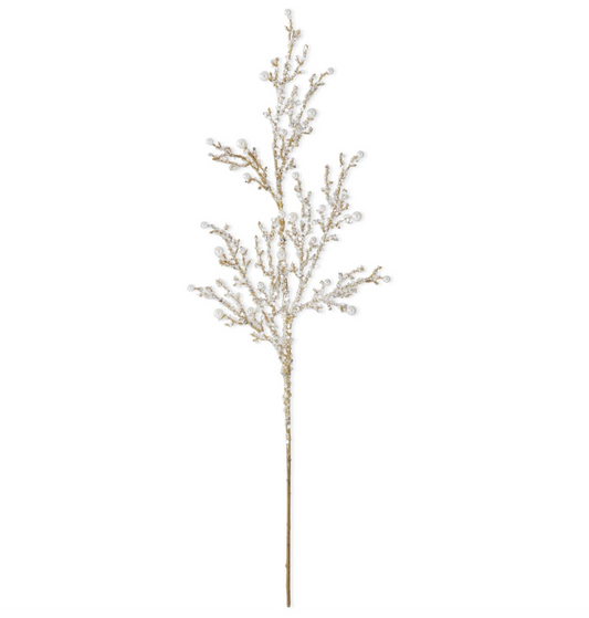 33" Resin Pearl Branch w/ Glitter Spray