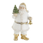 7.5" White & Gold Resin Santa w/ Tree & Bell