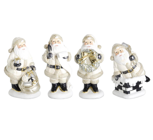 Assorted Resin Cream and Black Santas (4 Styles)