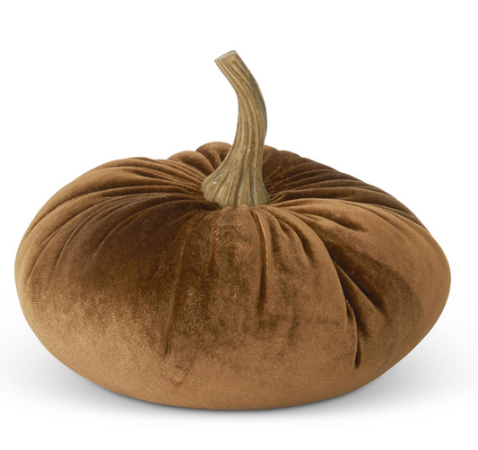 7.25" Brown Velvet Stuffed Pumpkin