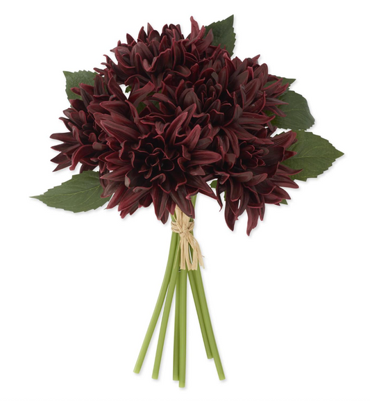 12" Burgundy Real Touch Dahlia Bundle (6 Stems)
