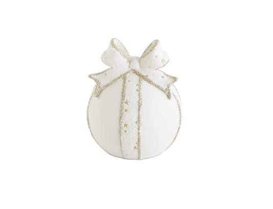 3.75" White Porcelain LED Tabletop Ornament w/Timer