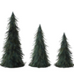Set of 3 Wispy Green Feather Nesting Cone Trees