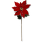 30" Red Velvet Poinsettia Stem w/ Sequins