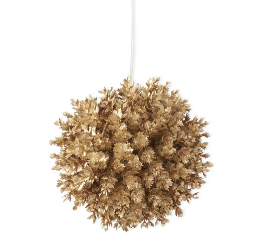 4.25" Gold Small Leaf Round Ornament