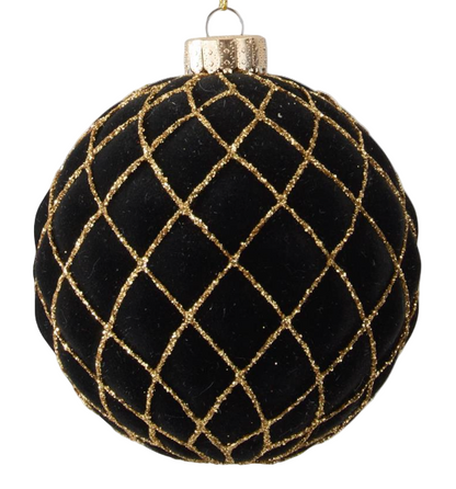 Assorted Black & Gold Velvet Ornaments (3 Styles)