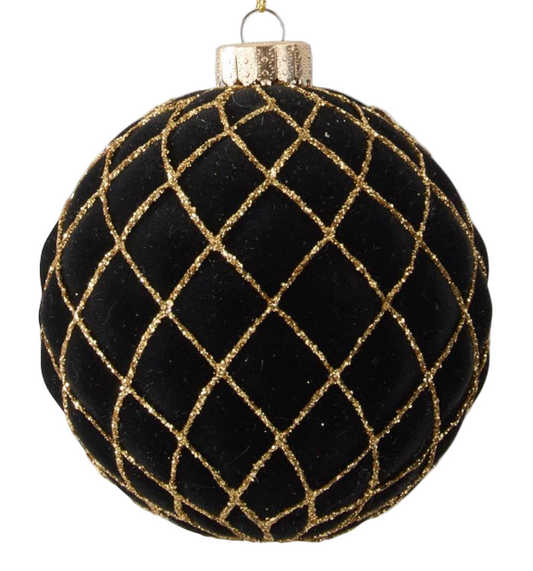 Assorted Black & Gold Velvet Ornaments (3 Styles)