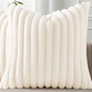 Fluffy Striped Pillow, Cream
