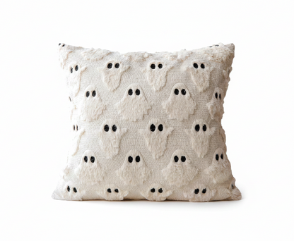 Decorative pillow with ghost pattern on a white background
