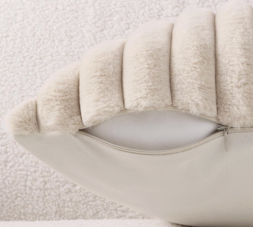 Fluffy Striped Pillow, Apricot