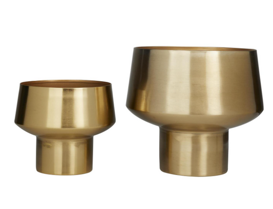 Gold Metal Tapered Planter with Base (Various Sizes)