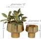 Gold Metal Tapered Planter with Base (Various Sizes)