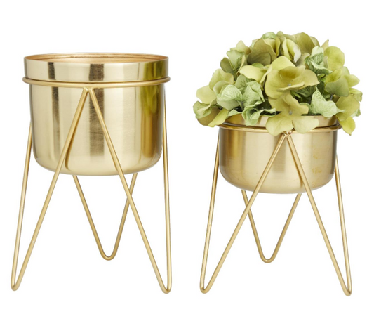 Smooth Gold Metal Planters (Various Sizes)
