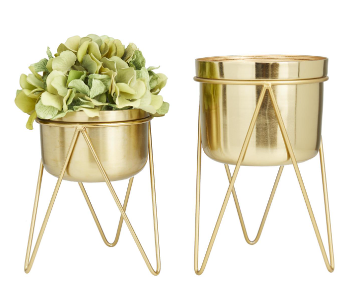 Smooth Gold Metal Planters (Various Sizes)