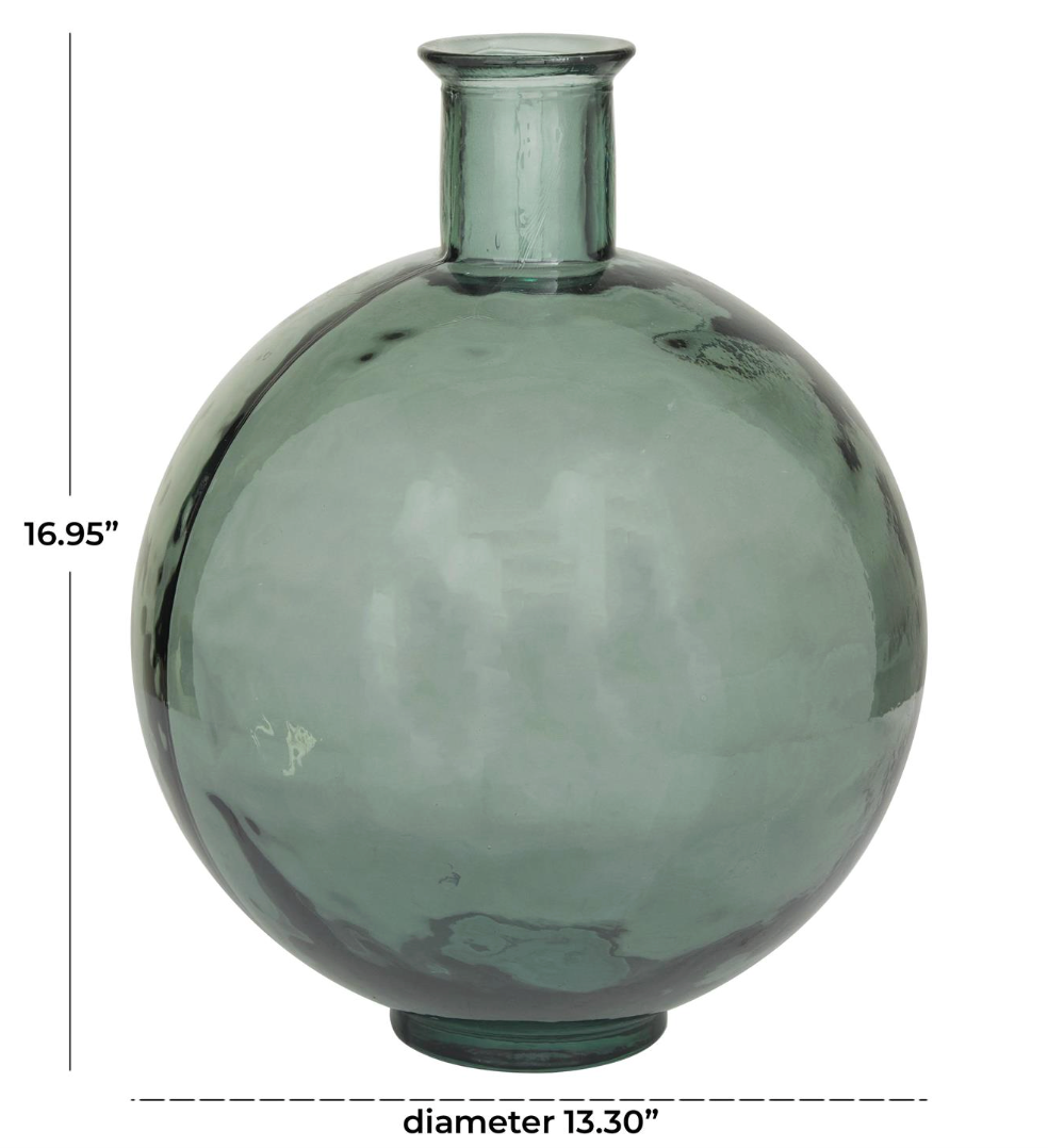 Modern Glass Vase, Dark Green