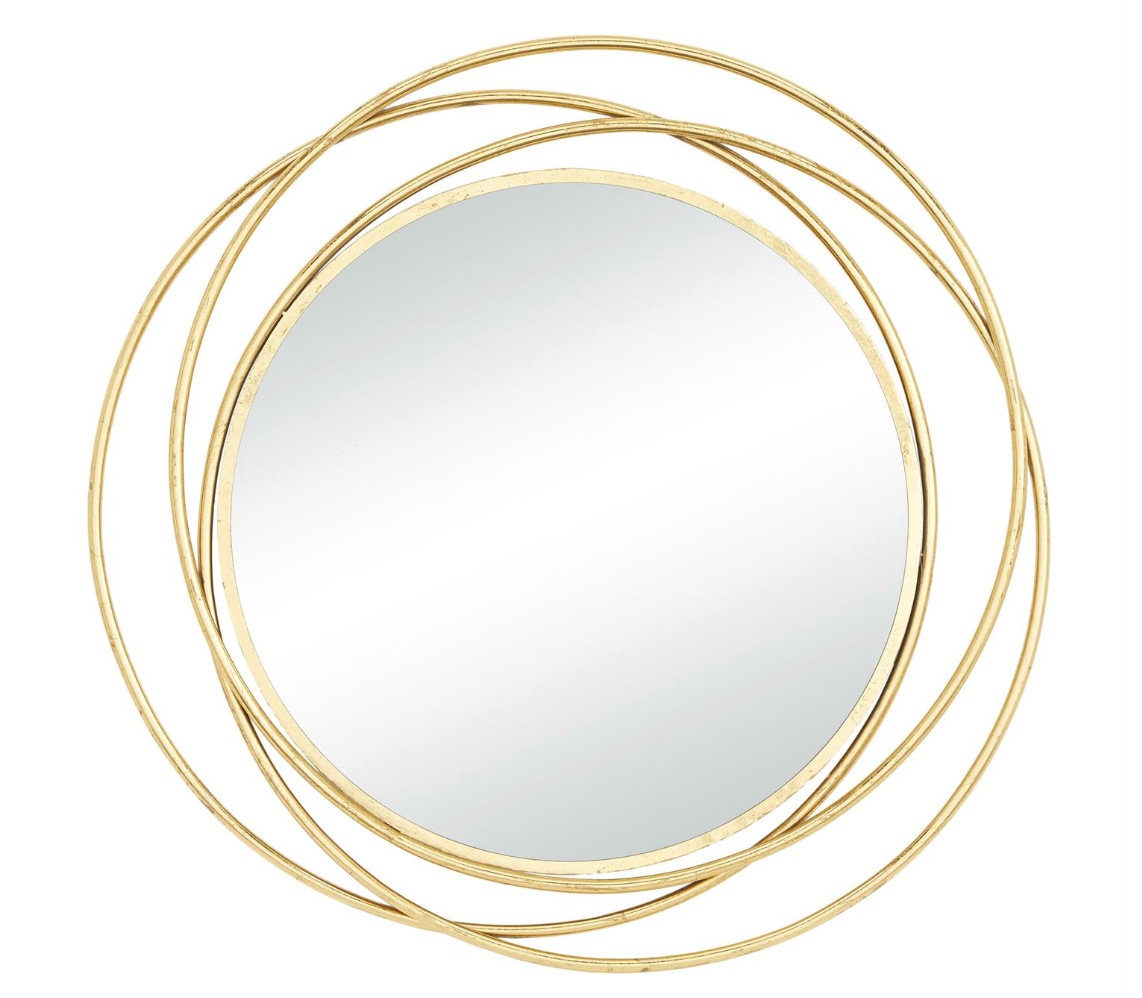 Gold Metal Mirror with Overlapping Circles