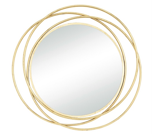 Gold Metal Mirror with Overlapping Circles