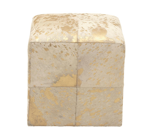 Gold Leather Glam Ottoman