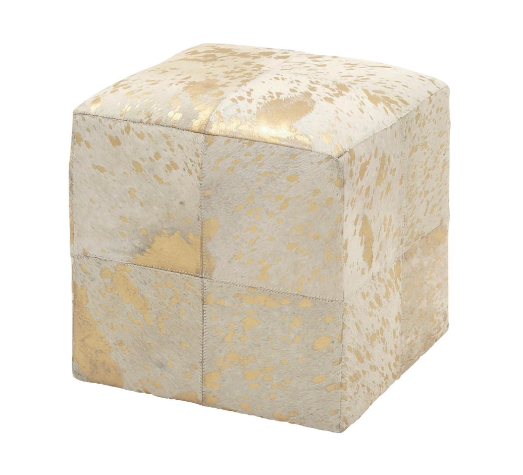 Gold Leather Glam Ottoman