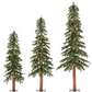 Natural Alpine Trees w/ Warm White Lights, Set of 3