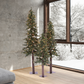 Natural Alpine Trees w/ Warm White Lights, Set of 3