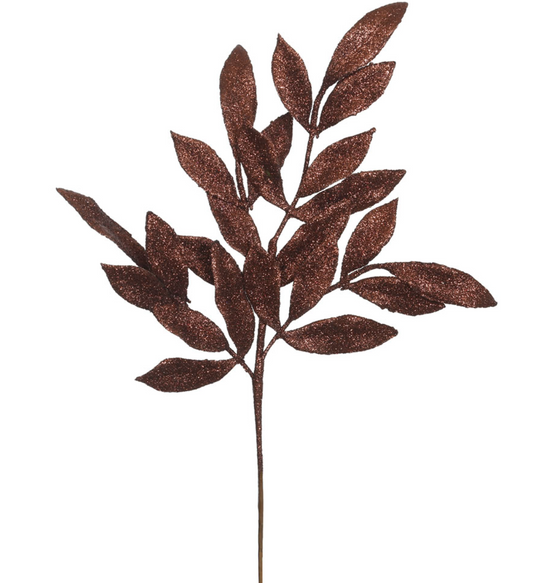 22" Chocolate Glitter BayLeaf Spray