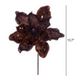 15" Mocha Velvet Glitter Magnolia Stem