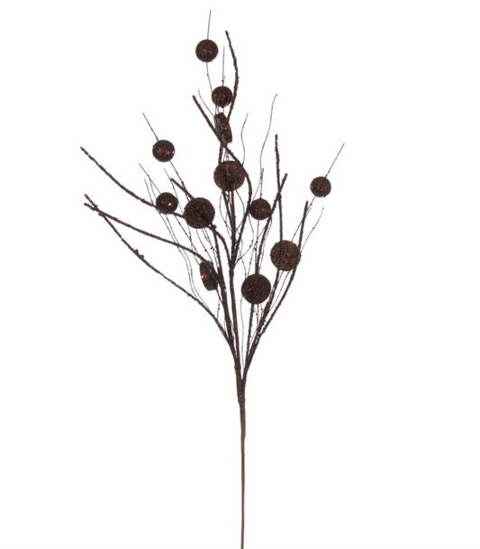 33" Chocolate Ball and Coin Glitter Twig Spray