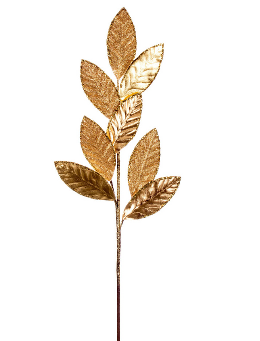 27.5" Gold Metallic Leaf Glitter Spray