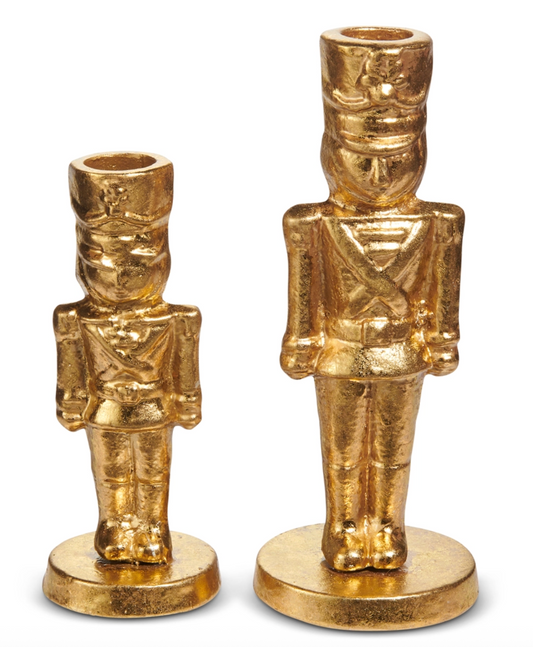 7" Gold Nutcracker Candleholders