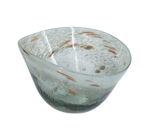 Smoked Green and Gold Glass Bowl