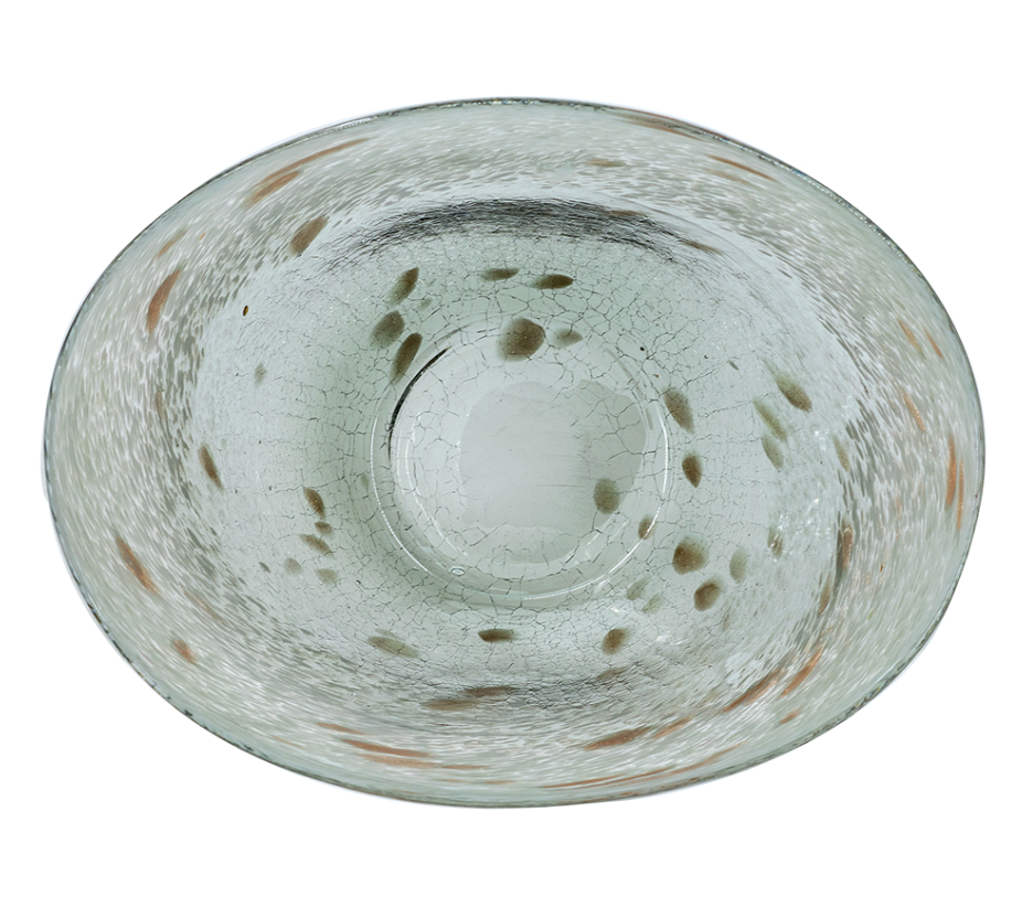 Smoked Green and Gold Glass Bowl