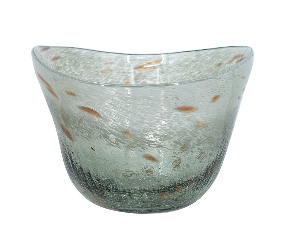 Smoked Green and Gold Glass Bowl
