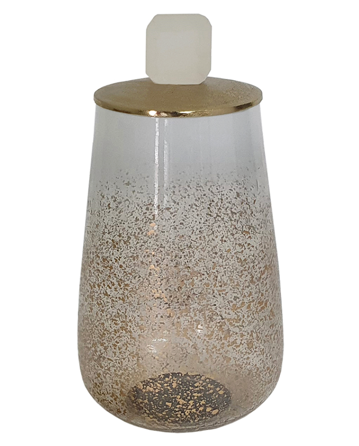 Gold Lidded Glass Jar, Large