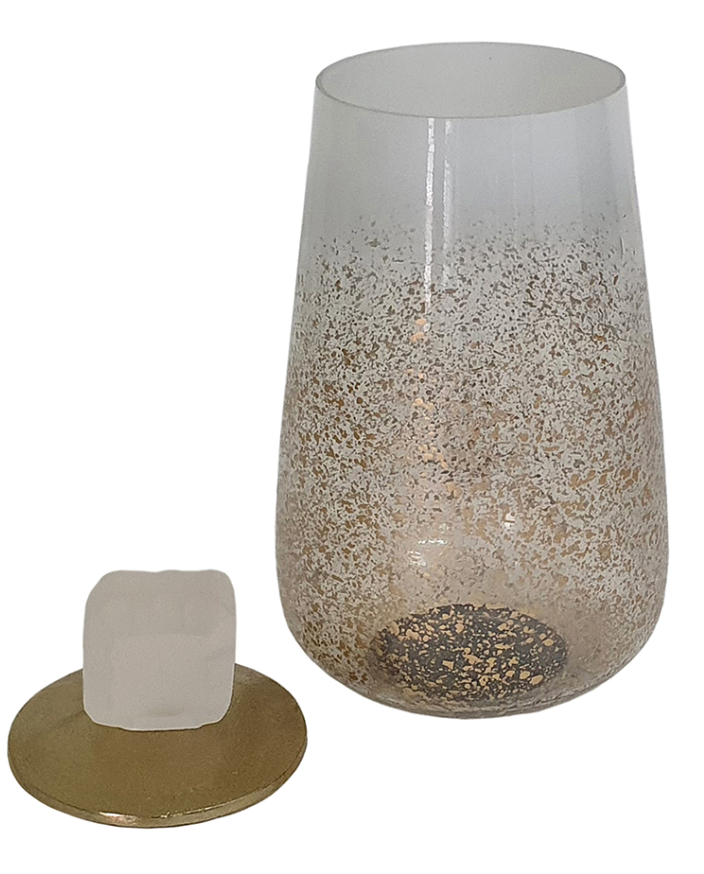 Gold Lidded Glass Jar, Large