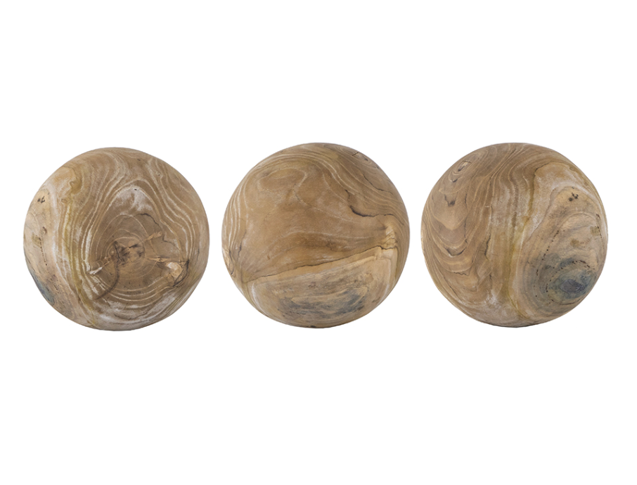 Decorative Teak Balls, Set of 3