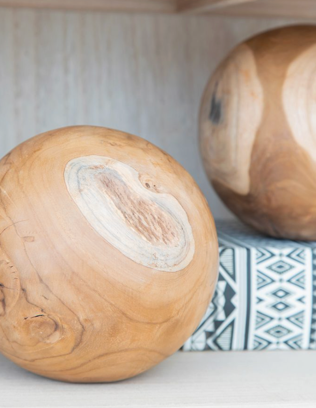 Decorative Teak Balls, Set of 3