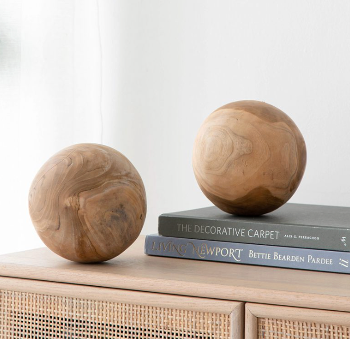 Decorative Teak Balls, Set of 3