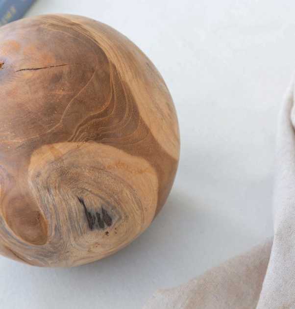 Decorative Teak Balls, Set of 3