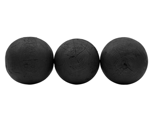 Black Decorative Teak Balls, Set of 3
