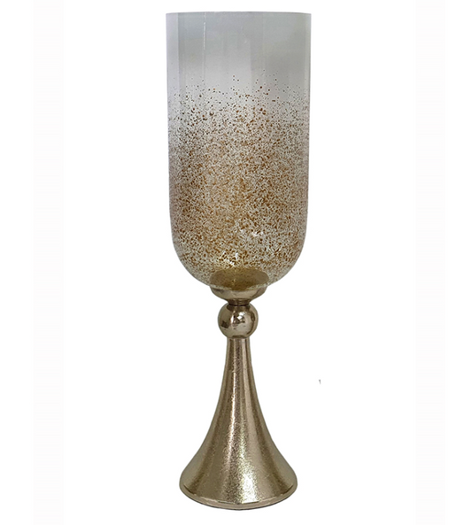 Gold Glass Vase with Aluminum Base, Large