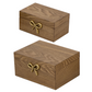 Decorative Wood Boxes w/ Gold Bow Handle, Set of 2