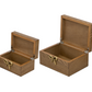 Decorative Wood Boxes w/ Gold Bow Handle, Set of 2