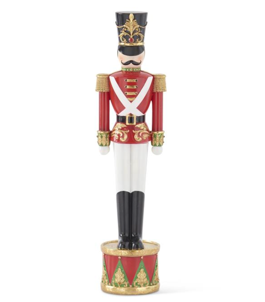 18.25" Red White Black & Gold Resin Soldier