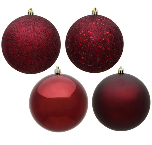 6" Burgundy Ball Ornament (Various Styles)