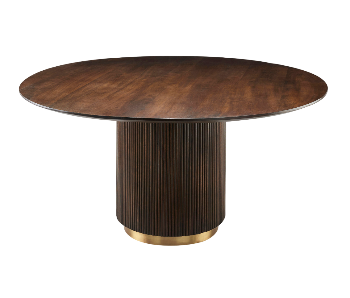 Nadia 60" Round Dining Table, Dark Brown